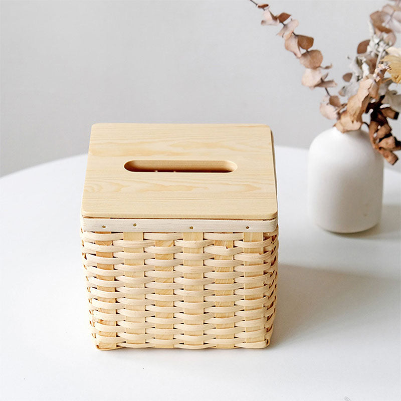 Bamboo Tissue Box Cover|Desktop Storage
