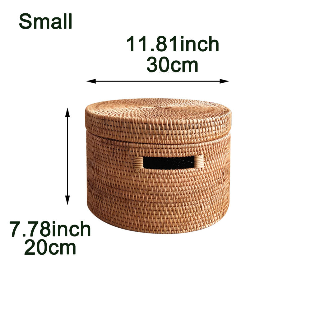 round rattan storage basket