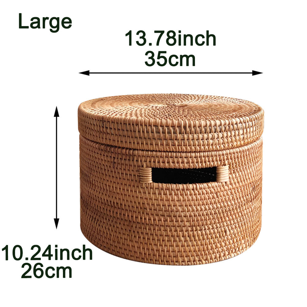 round rattan storage basket