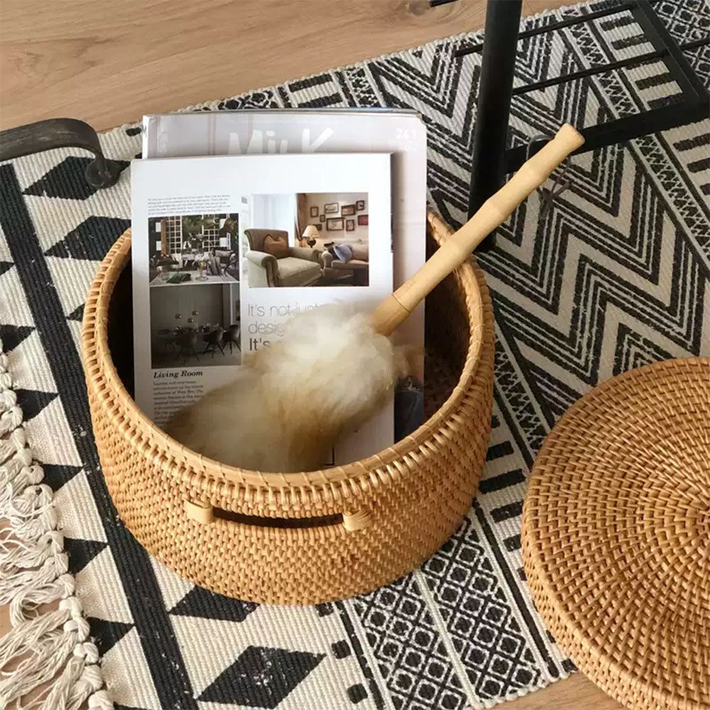 round rattan storage basket