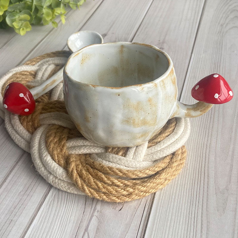 Handmade ceramic mushroom cup set