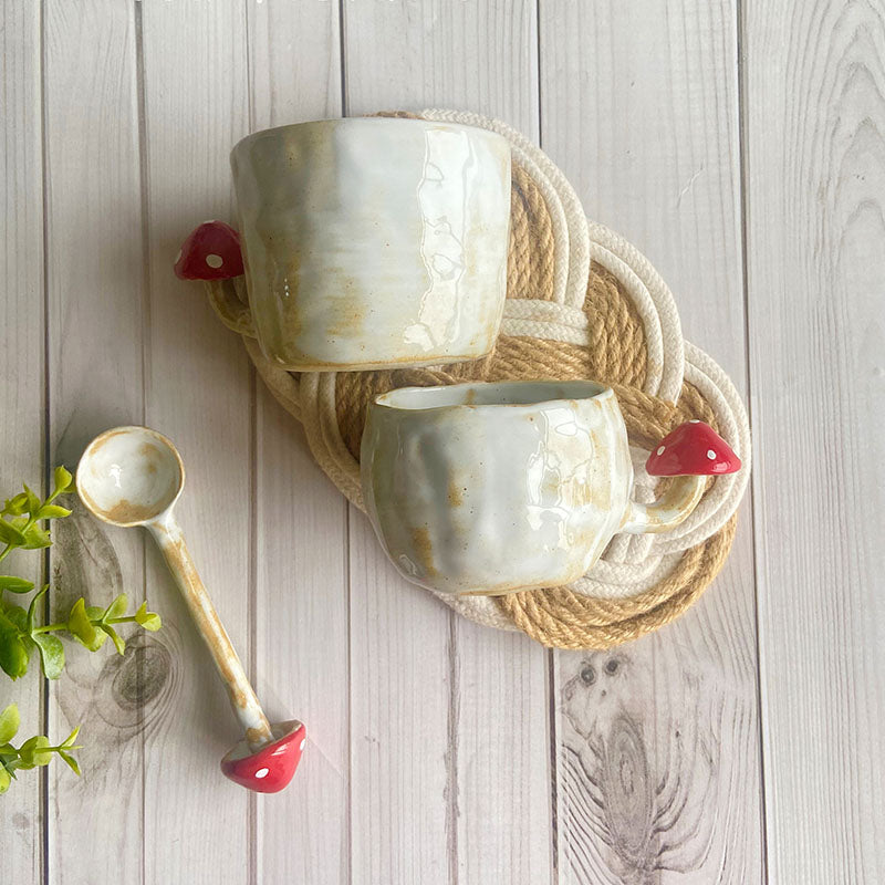 Handmade ceramic mushroom cup set