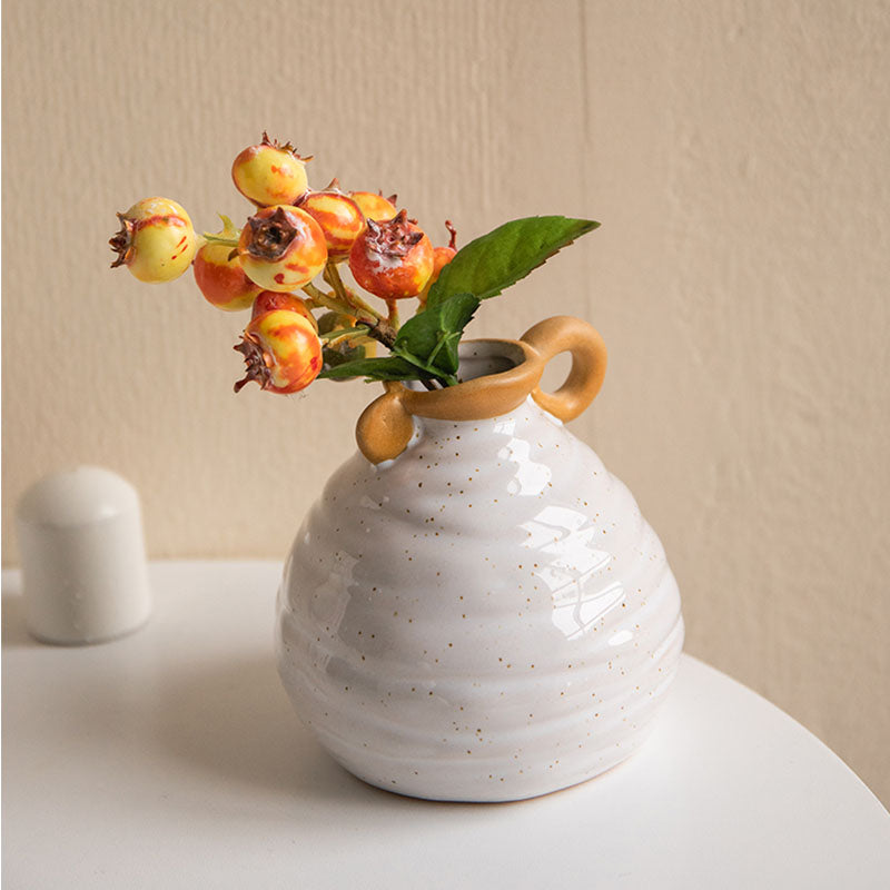 Retro Beige Ceramic Vase