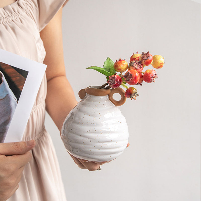 Retro Beige Ceramic Vase