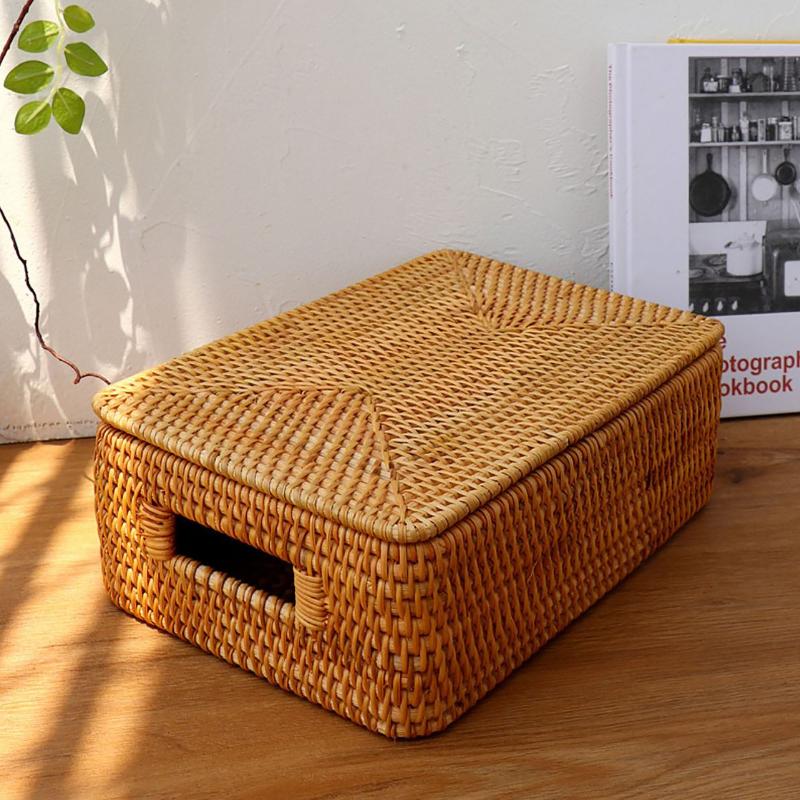 rattan basket with handle and lids