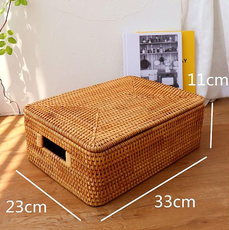 Storage Basket With Lid|Rattan Basket