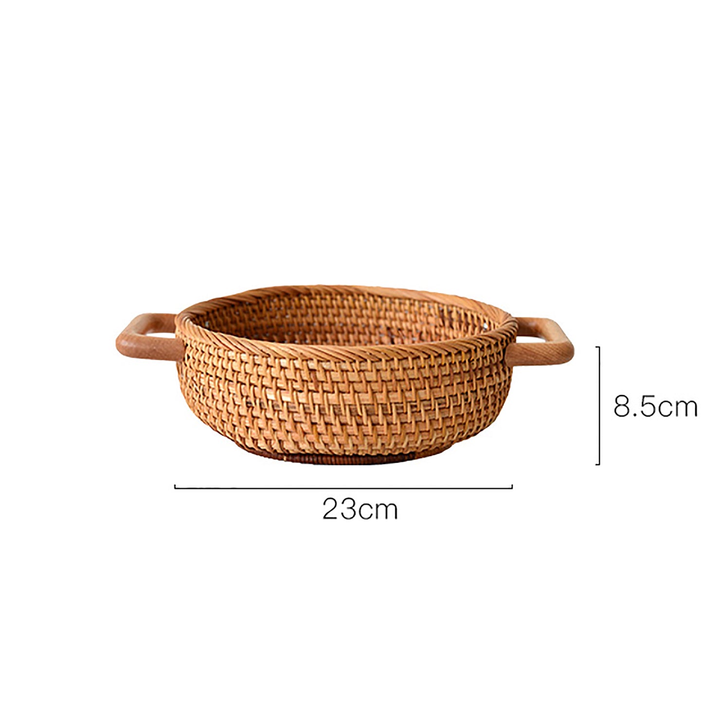 Natural Rattan Woven Basket with Wooden Handles