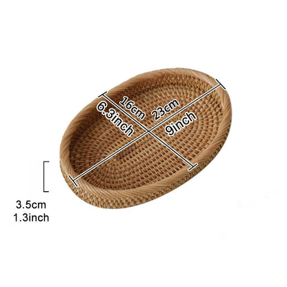 Oval Rattan Shallow Tray, 2 Sizes