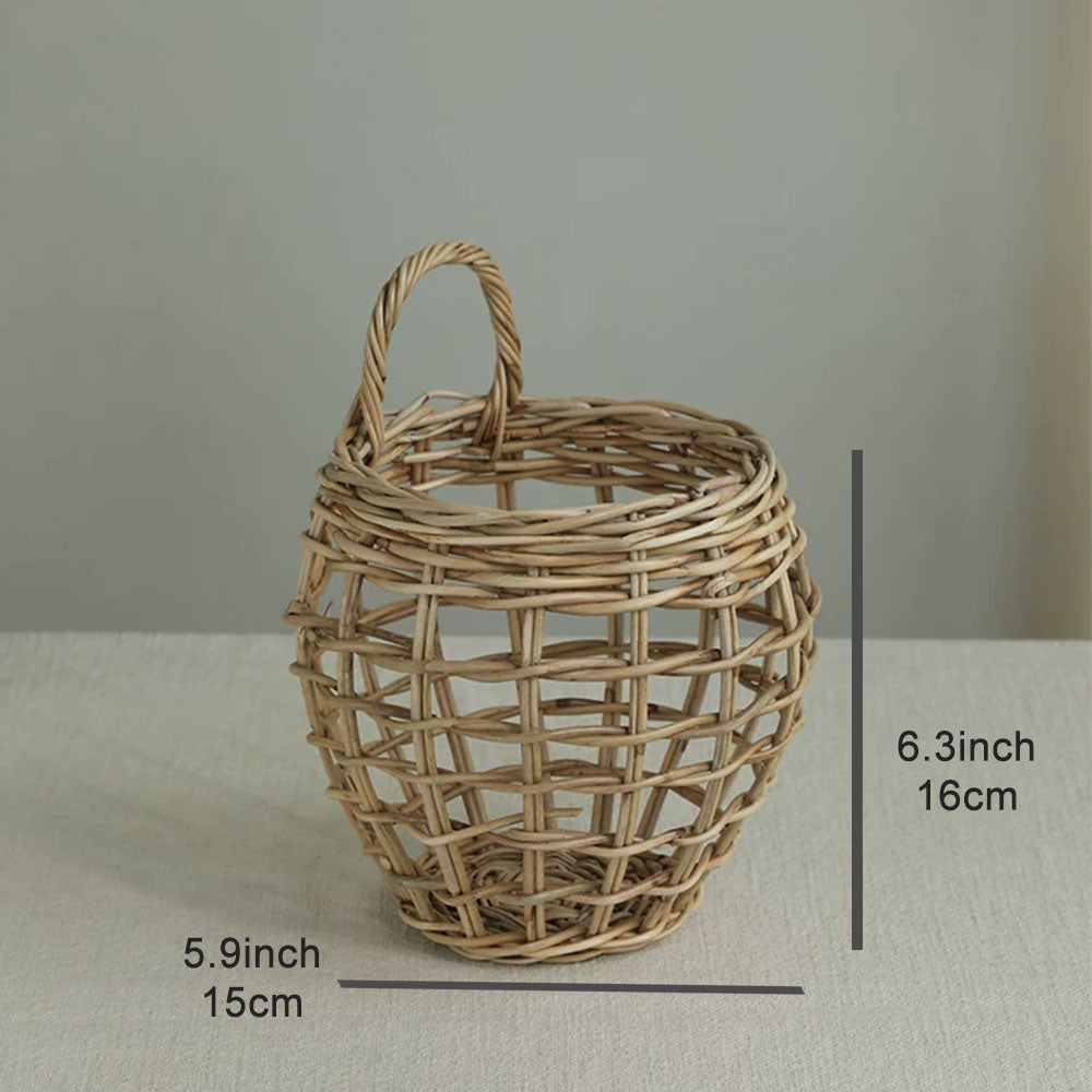 Oval Rattan Kitchen Storage Basket with Single Handle, 2 Sizes