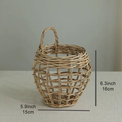 Oval Rattan Kitchen Storage Basket with Single Handle, 2 Sizes