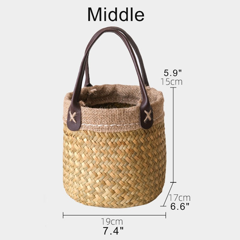 Handwoven seagrass basket