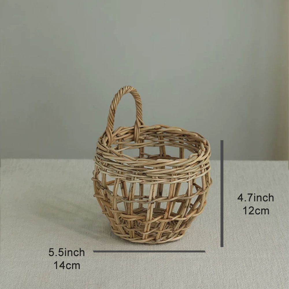 Oval Rattan Kitchen Storage Basket with Single Handle, 2 Sizes