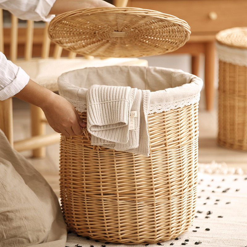 Large Wicker Laundry Basket With Lid