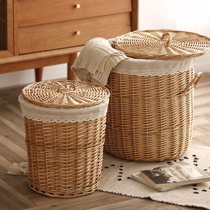 Large Wicker Laundry Basket With Lid