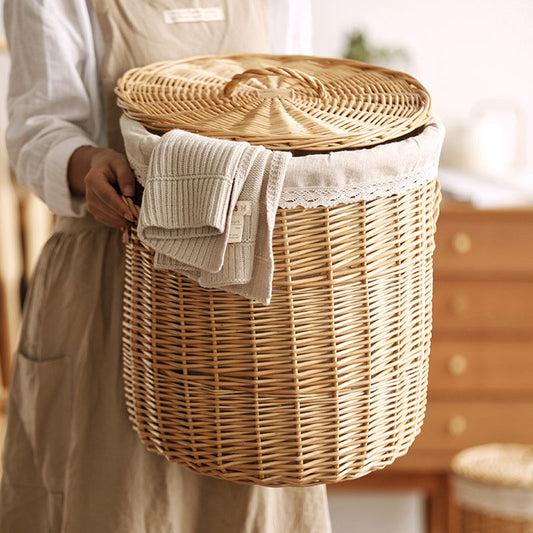 Large Wicker Laundry Basket With Lid