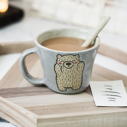 Handmade Bear Pattern Cappuccino Mug