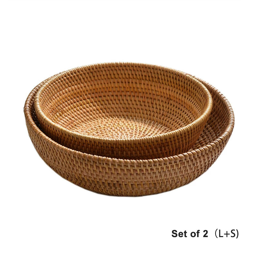 Round Rattan Fruit Bowl, 2 Sizes