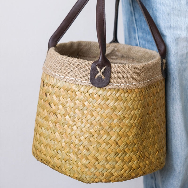 Handwoven seagrass basket