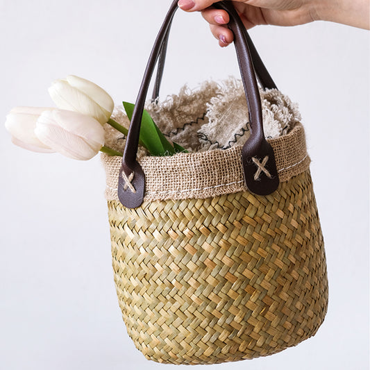Handwoven seagrass basket