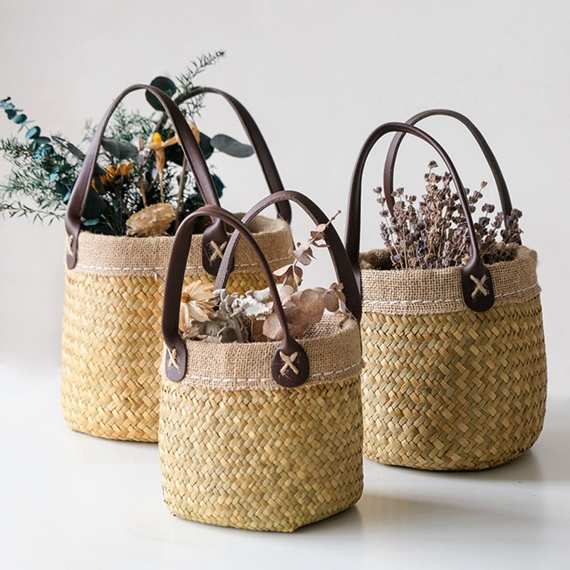 Handwoven seagrass basket