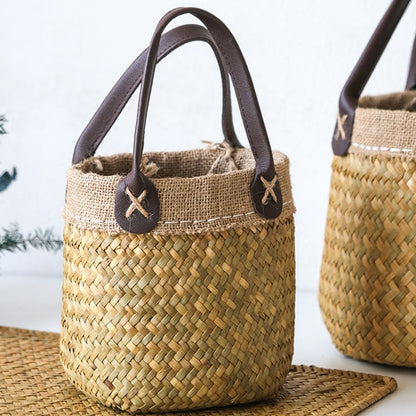 Handwoven seagrass basket