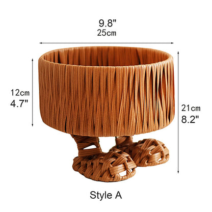 Lovely rattan basket with feet|Coffee Table Storage