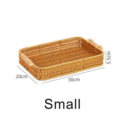 Desktop Storage Rattan Basket With Handles