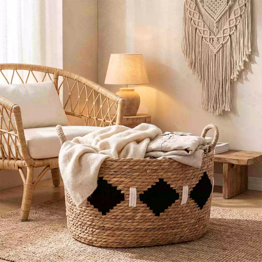 Oval Seagrass Storage Basket with Dual Handles, 3 Sizes