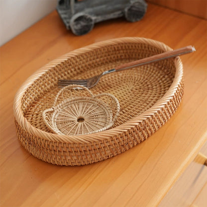 Oval Rattan Shallow Tray, 2 Sizes