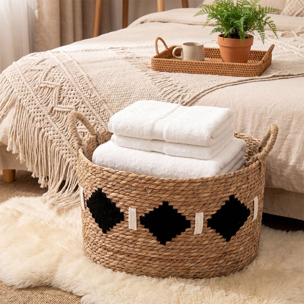 Oval Seagrass Storage Basket with Dual Handles, 3 Sizes
