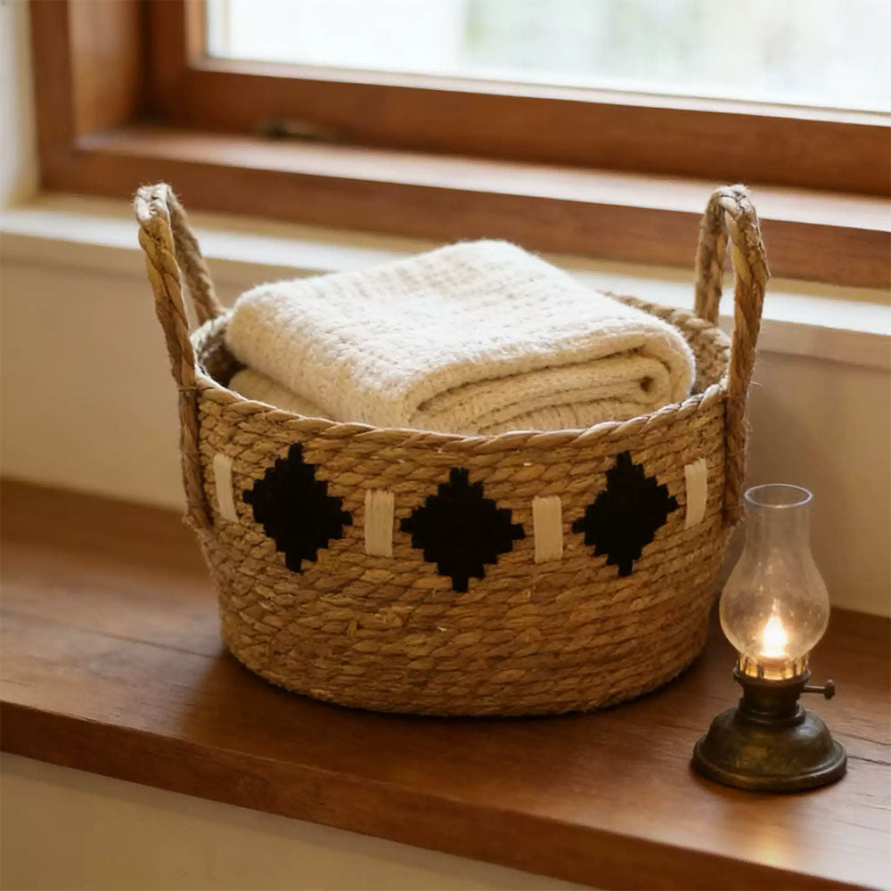 Oval Seagrass Storage Basket with Dual Handles, 3 Sizes