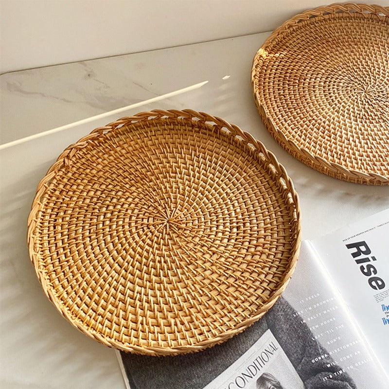 10.6" Large wicker serving tray