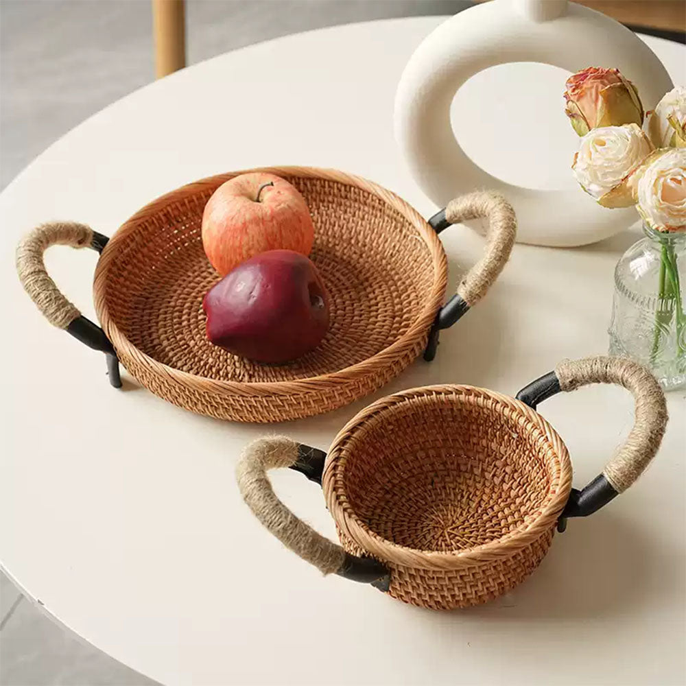 Woven baskets with handles