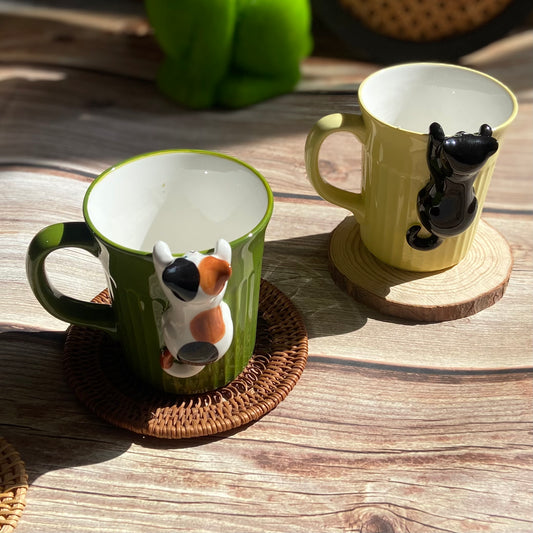 Cute hand painted cats ceramic coffee cup