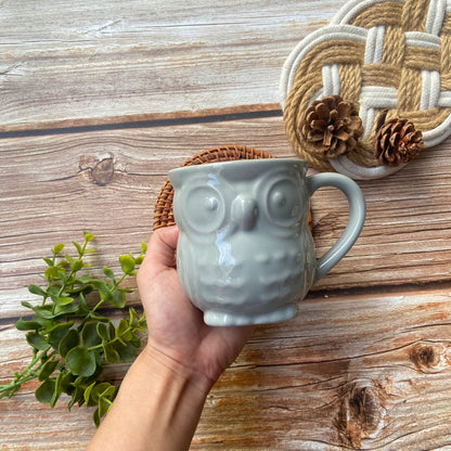 3D beige owl mug