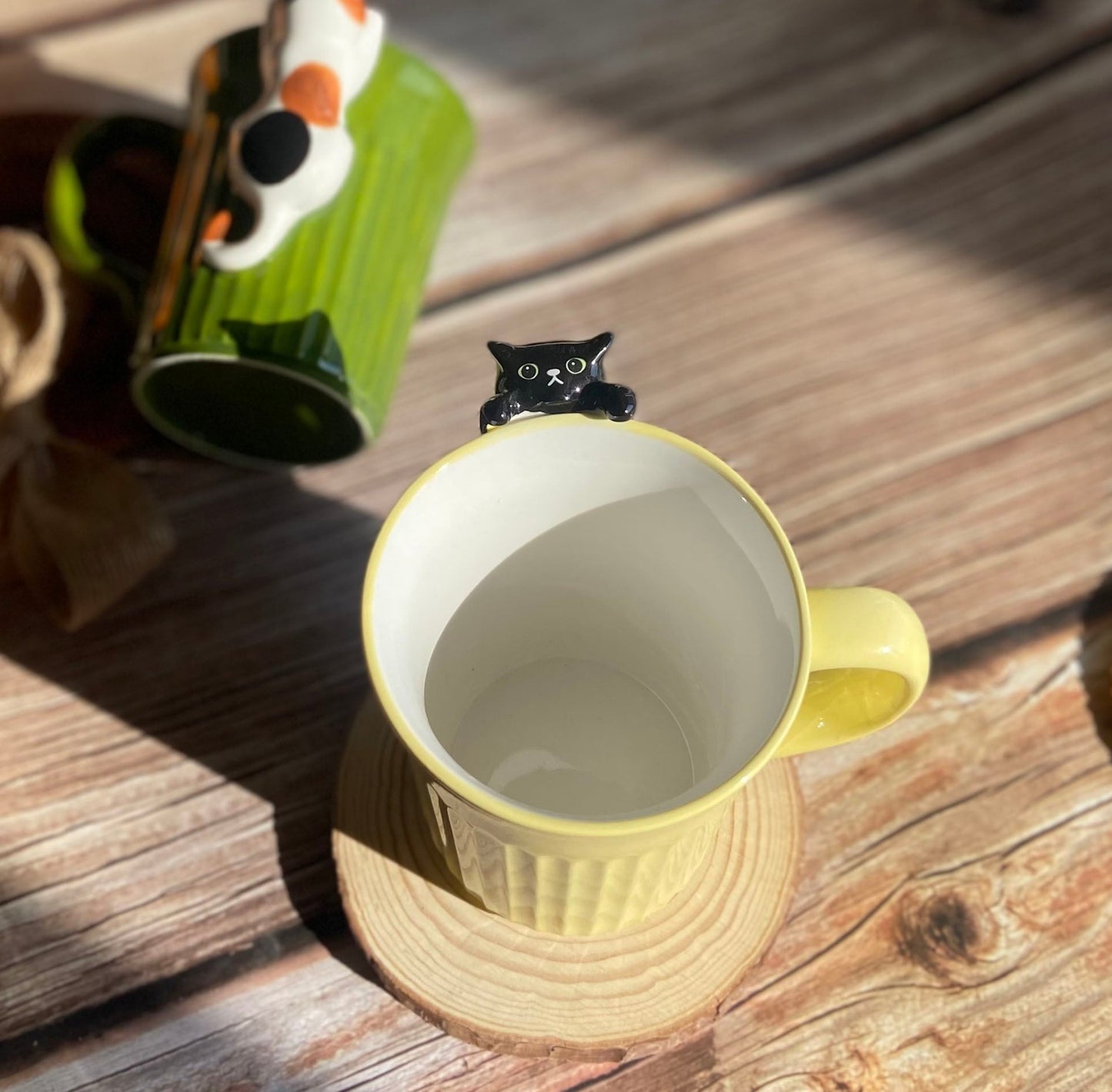 Cute hand painted cats ceramic coffee cup