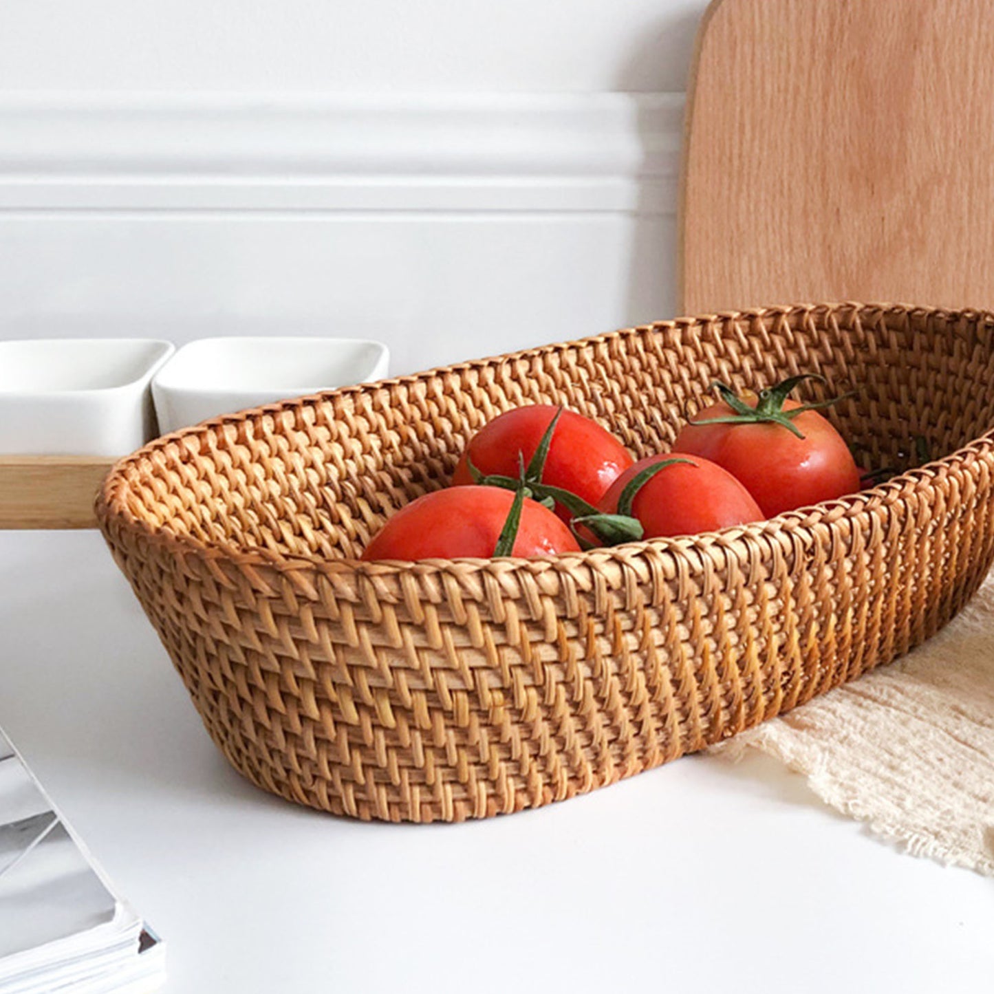 Boat-shaped Rattan Storage Basket | Desktop Storage