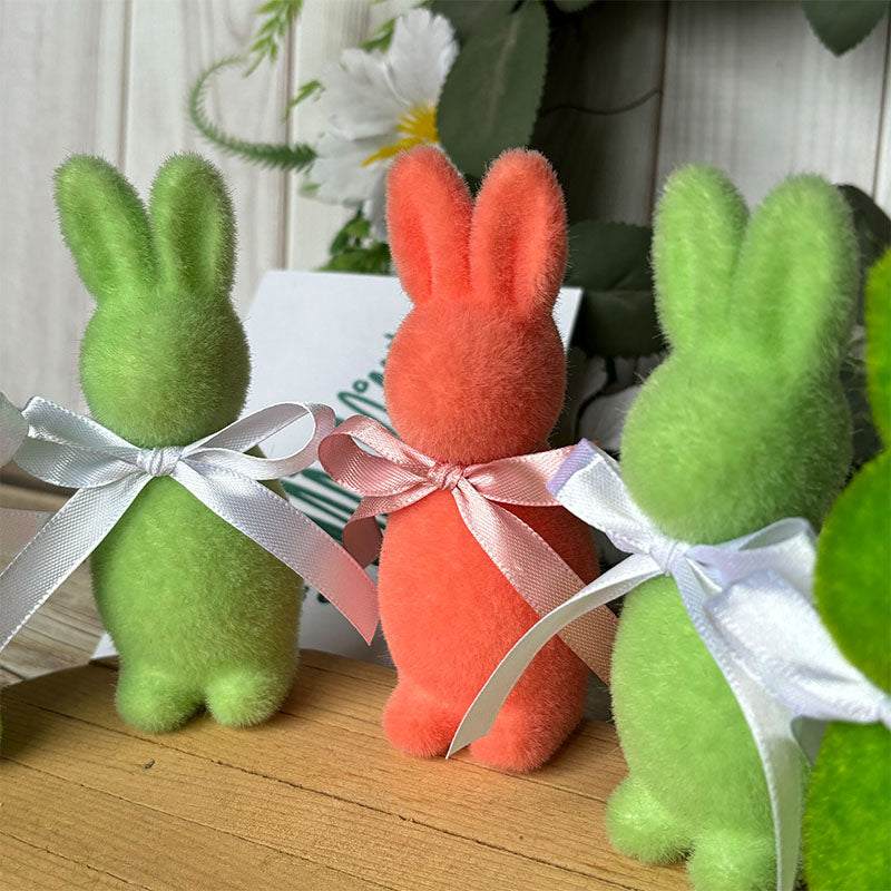 Set Of 2 Lovely Flocked Rabbit | Party Decoration