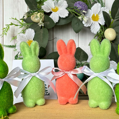 Set Of 2 Lovely Flocked Rabbit | Party Decoration