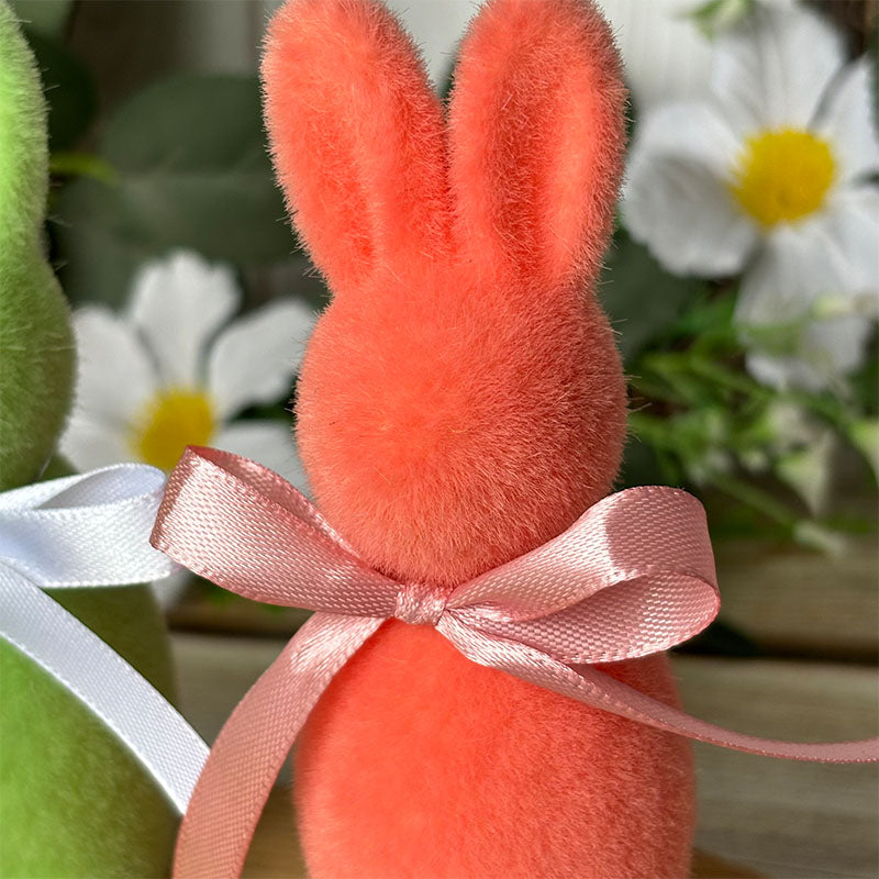 Set Of 2 Lovely Flocked Rabbit | Party Decoration