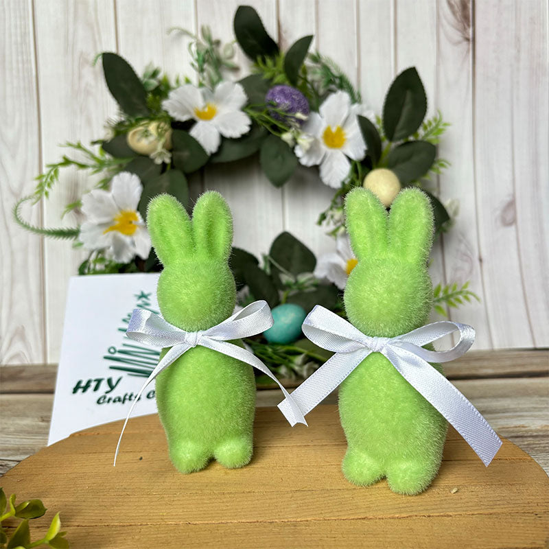 Set Of 2 Lovely Flocked Rabbit | Party Decoration