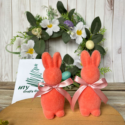 Set Of 2 Lovely Flocked Rabbit | Party Decoration