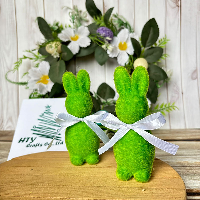 Set Of 2 Lovely Flocked Rabbit | Party Decoration