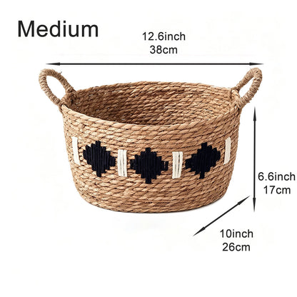 Oval Seagrass Storage Basket with Dual Handles, 3 Sizes