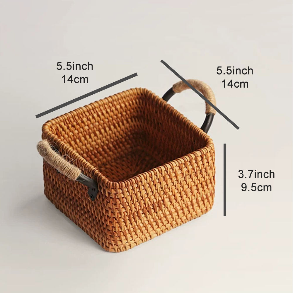 Rattan Basket with Metal Handles, 3 Styles