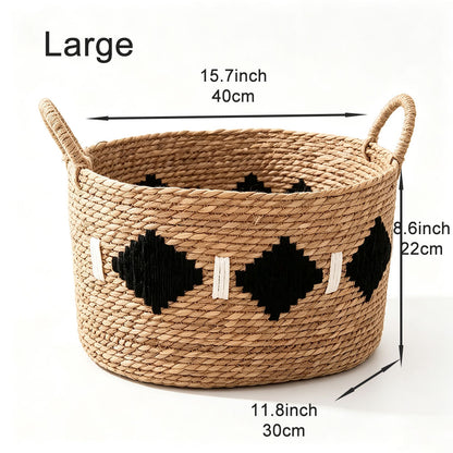 Oval Seagrass Storage Basket with Dual Handles, 3 Sizes
