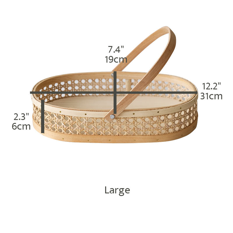 Hollow Bamboo Oval Coffee Table Tray