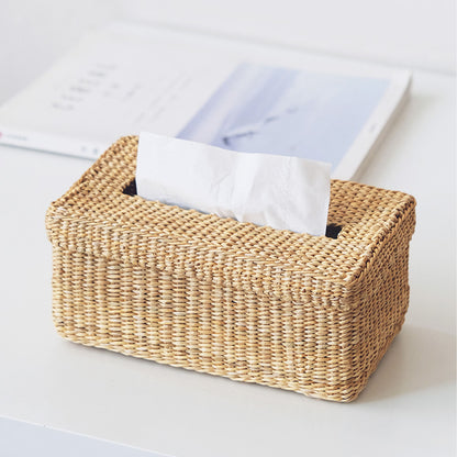 Natural straw tissue box｜desktop organizers