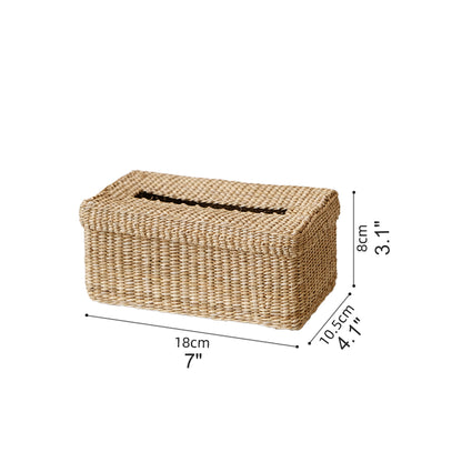 Natural straw tissue box｜desktop organizers