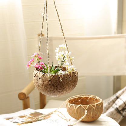 Hanging Coconut Shell Planter